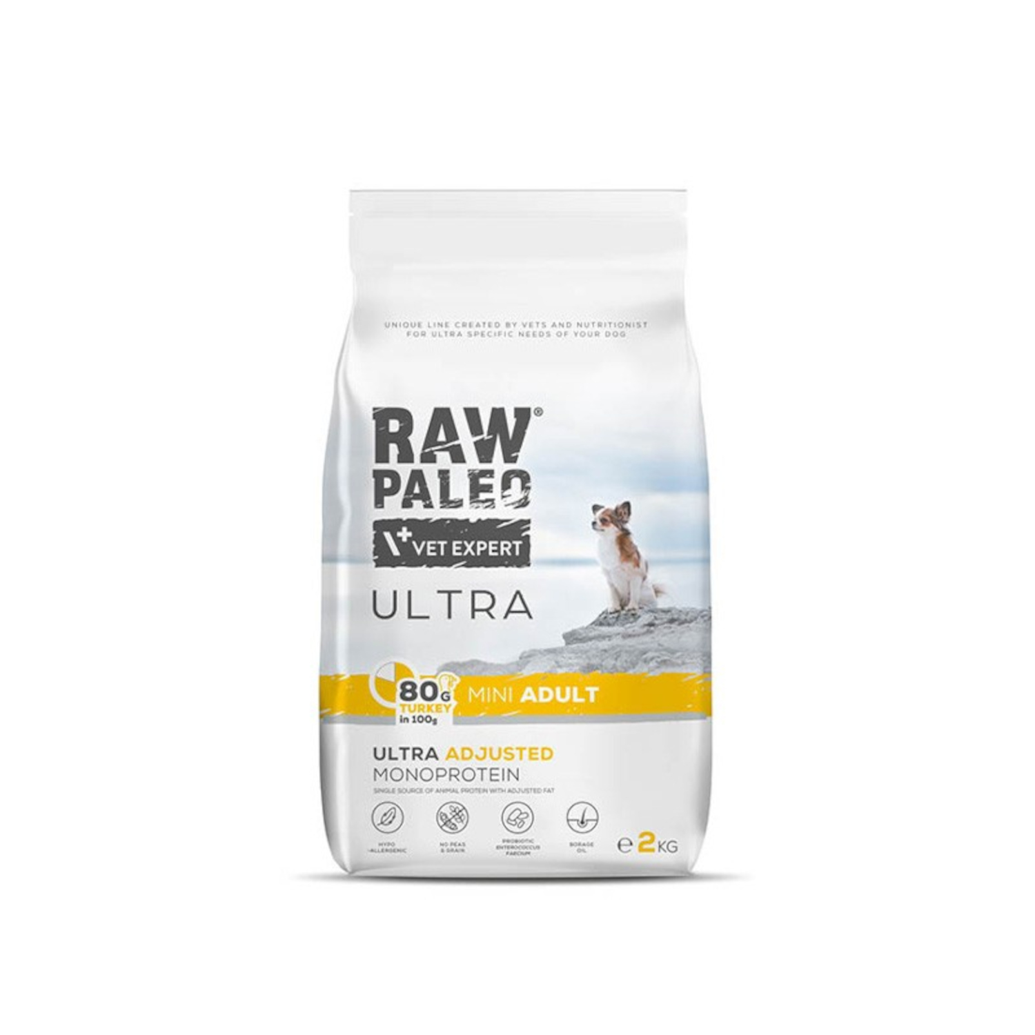 Turkey Adult Mini | RAW PALEO Ultra | 2kg | Sucha karma z indykiem dla małych psów dorosłych