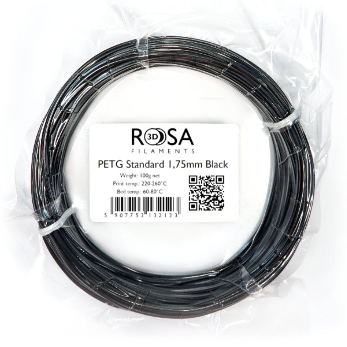 FILAMENT 3D PET-G Standard HS Black (100g / 1.75mm)