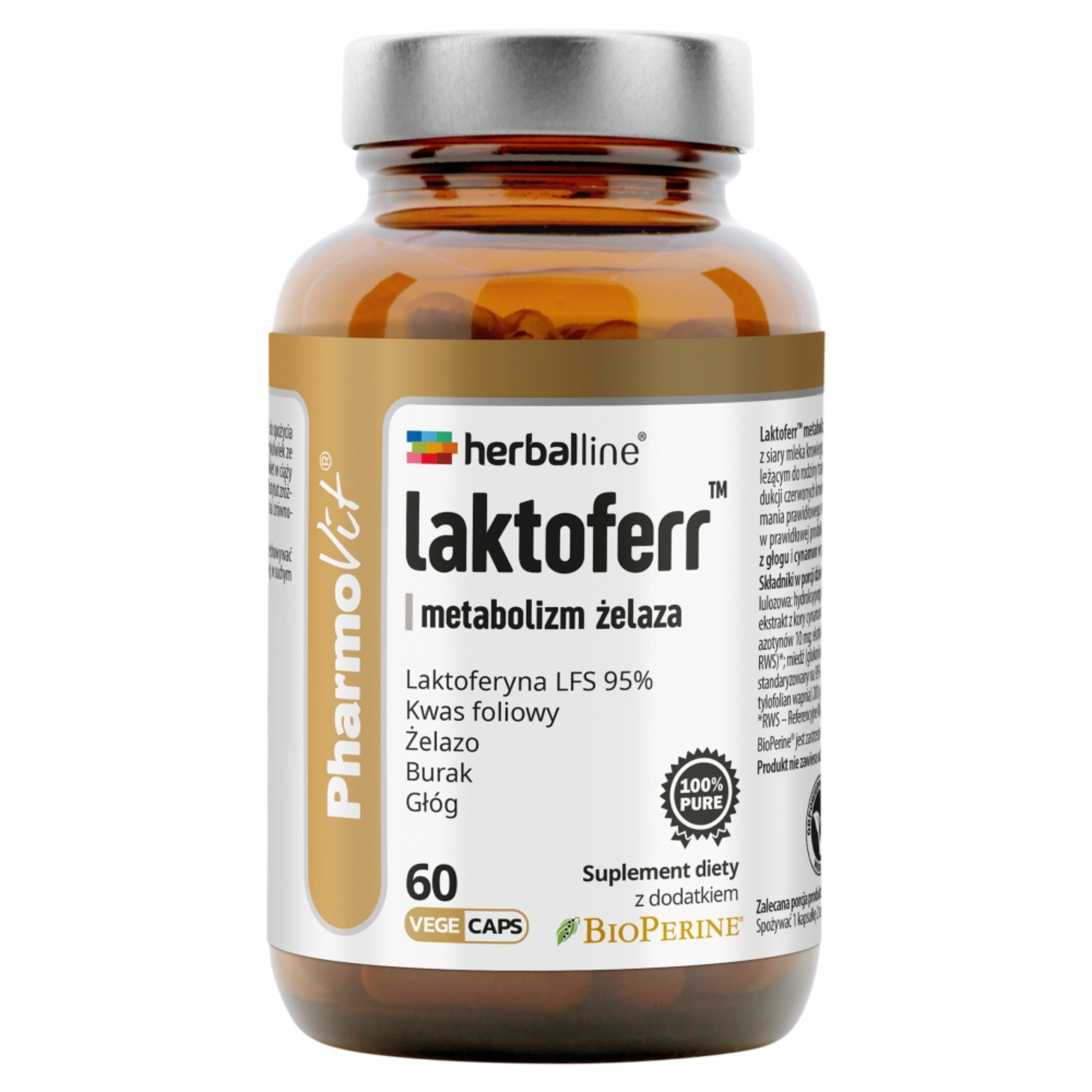 Pharmovit laktoferr metabolizm żelaza, 60 kapsułek