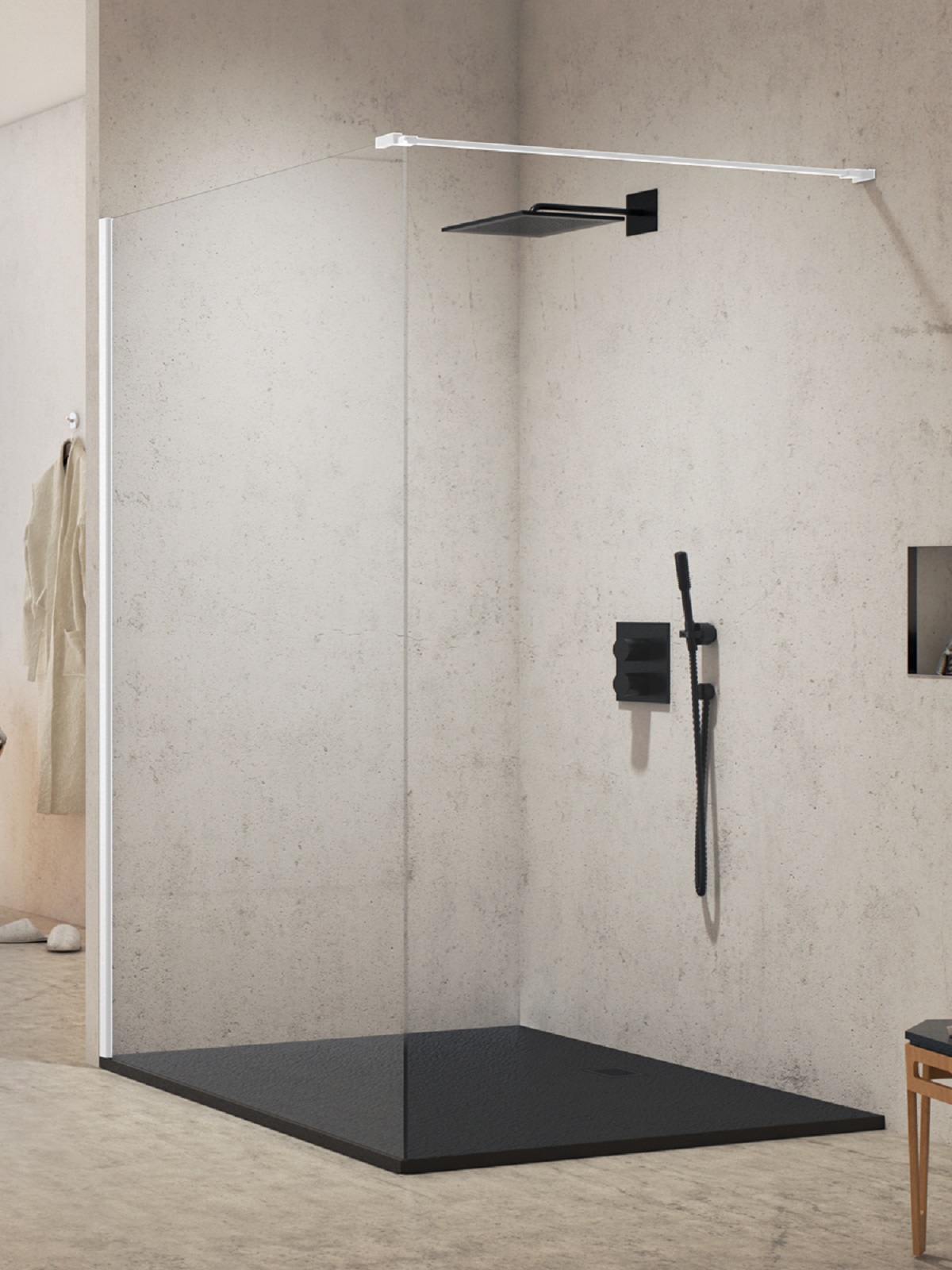 New Trendy New Modus White ścianka prysznicowa walk-in 70 cm biały mat/szkło przezroczyste EXK-2201 - Wysyłka w 24h
