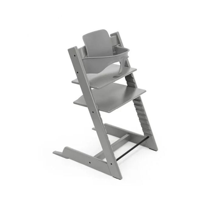 Stokke Tripp Trapp z Baby Set - rosnące krzesełko do karmienia + barierka z oparciem -Storm Grey