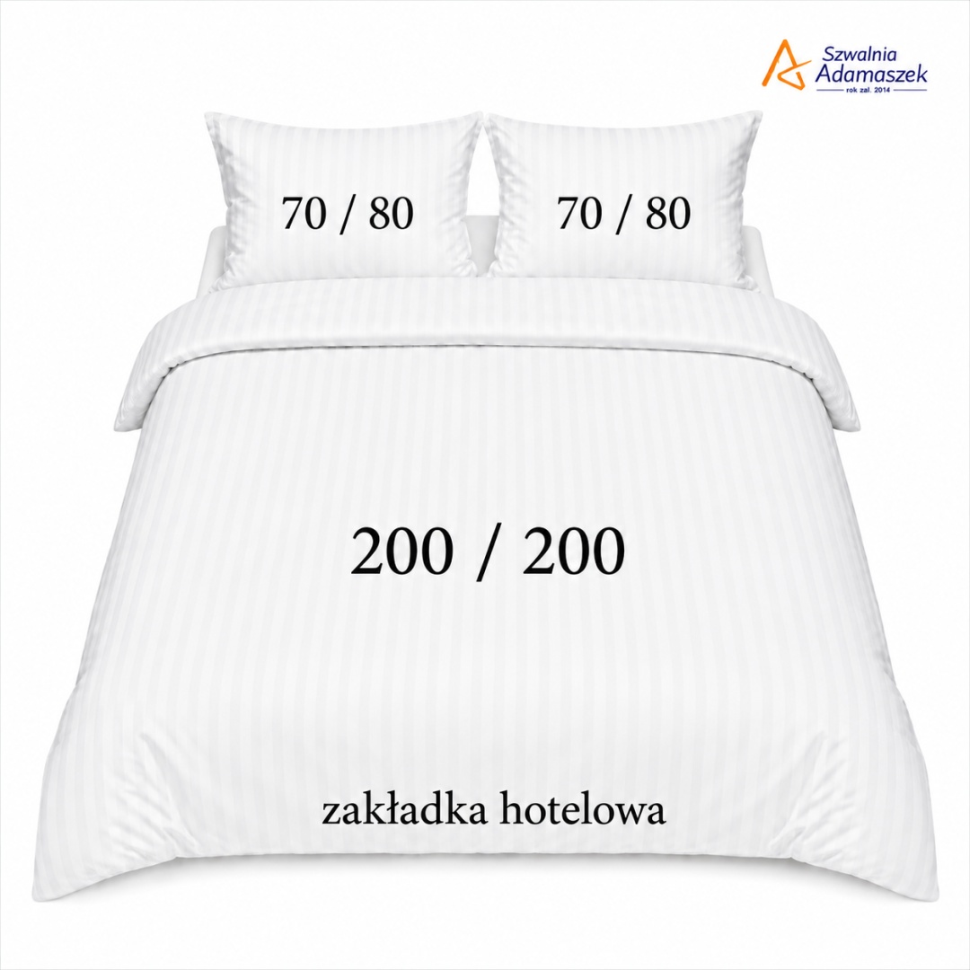 Pościel Hotelowa Adamaszek 1 cm 200x200 + 2x poszewka 70x80 | 100% Bawełna – Zakładka Hotelowa | Szwalnia Adamaszek