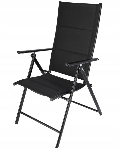 Krzesło 7-pozycji aluminium czarne do 120kg 56x64cm