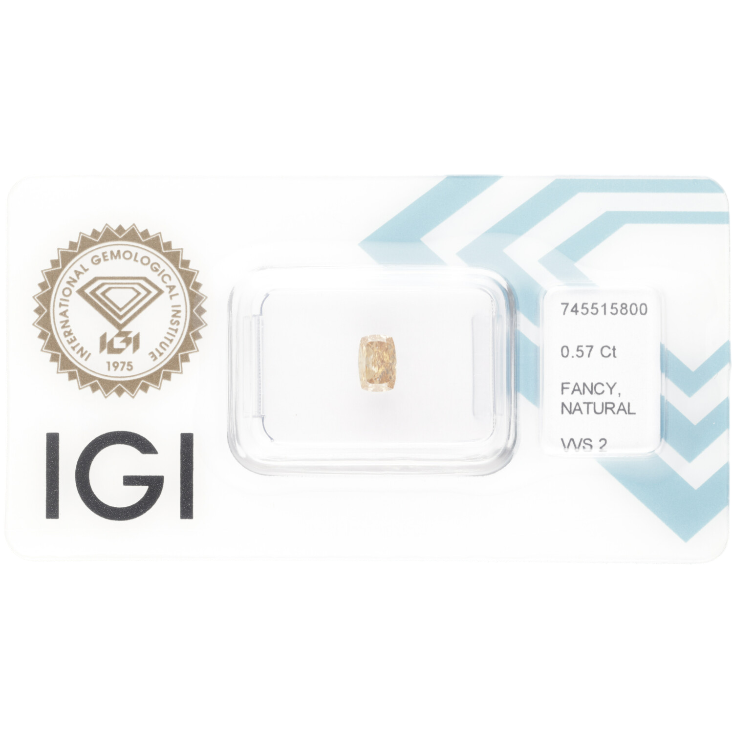 Diament naturalny 0,57 CT / Natural Fancy Intense Brown Yellow / Cushion Modified Brilliant / VVS2 / VG - wysyłka 24 h! - Mennica Skarbowa
