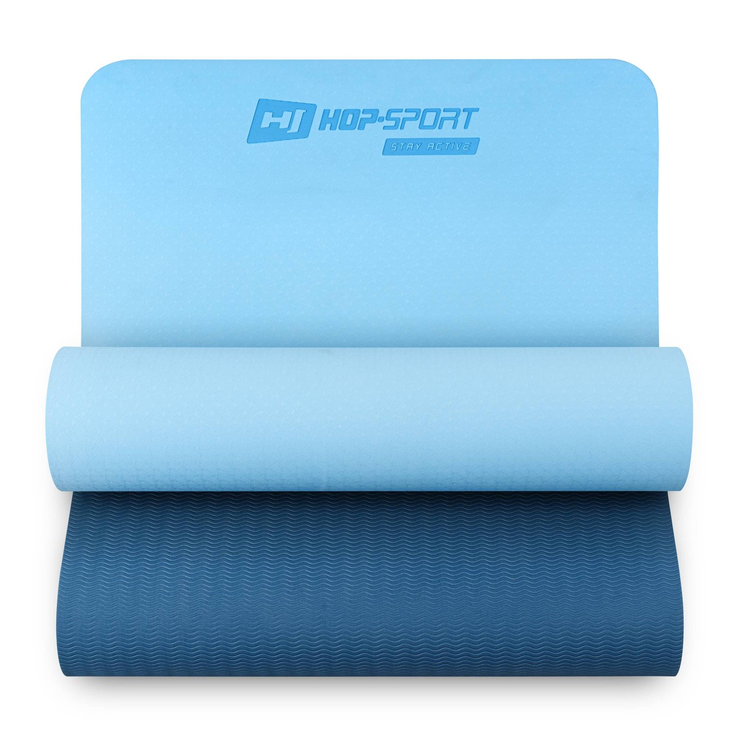 Tapis de yoga en TPE, 0,6 cm, bleu/bleu clair