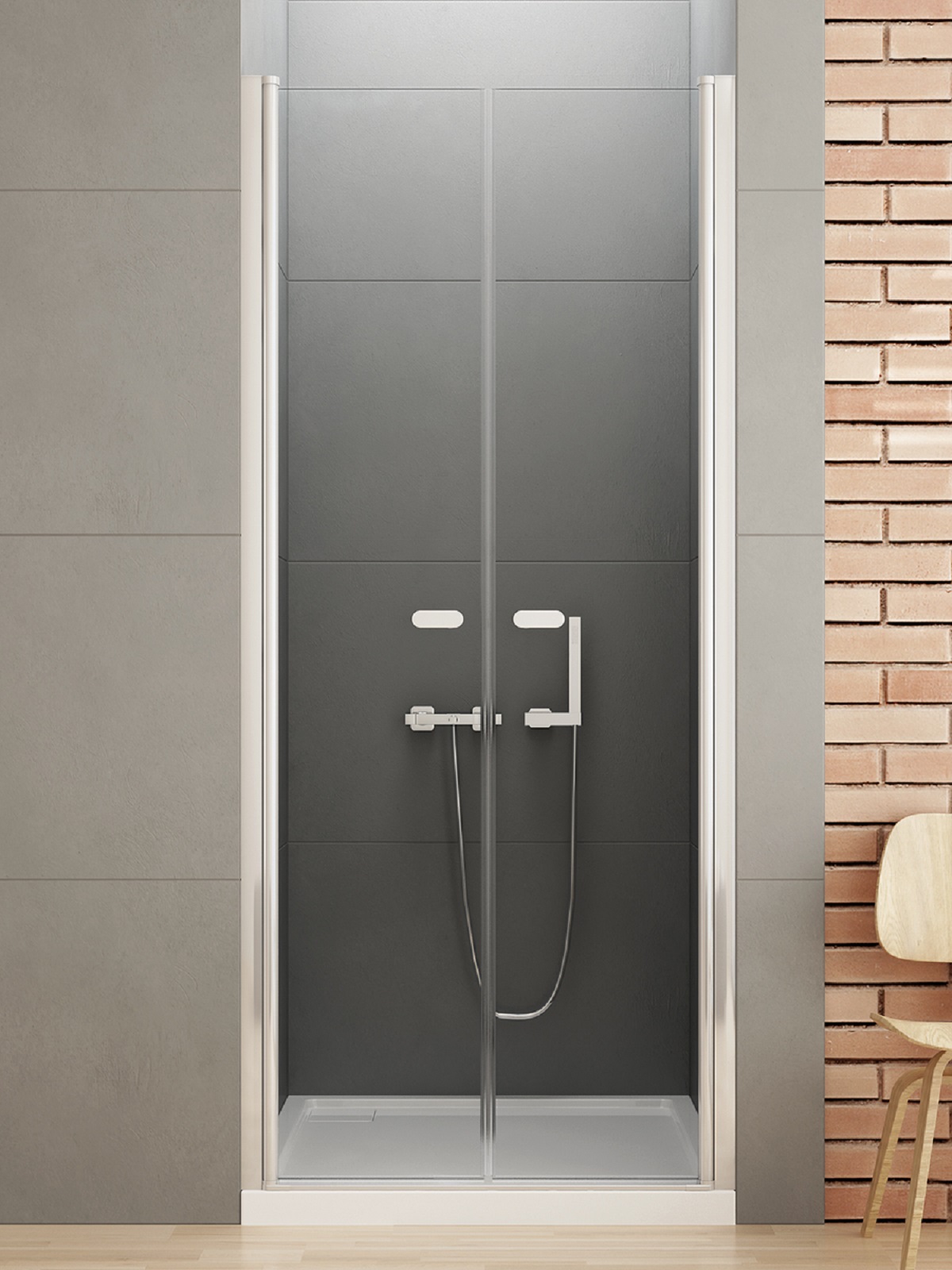 New Trendy New Soleo drzwi prysznicowe 90 cm uchylne chrom połysk/szkło przezroczyste D-0125A