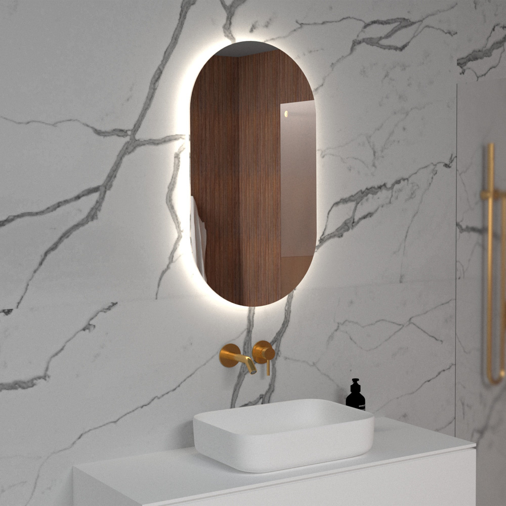 Owalne lustro podświetlane 50x90 cm SOLARO do łazienki LED