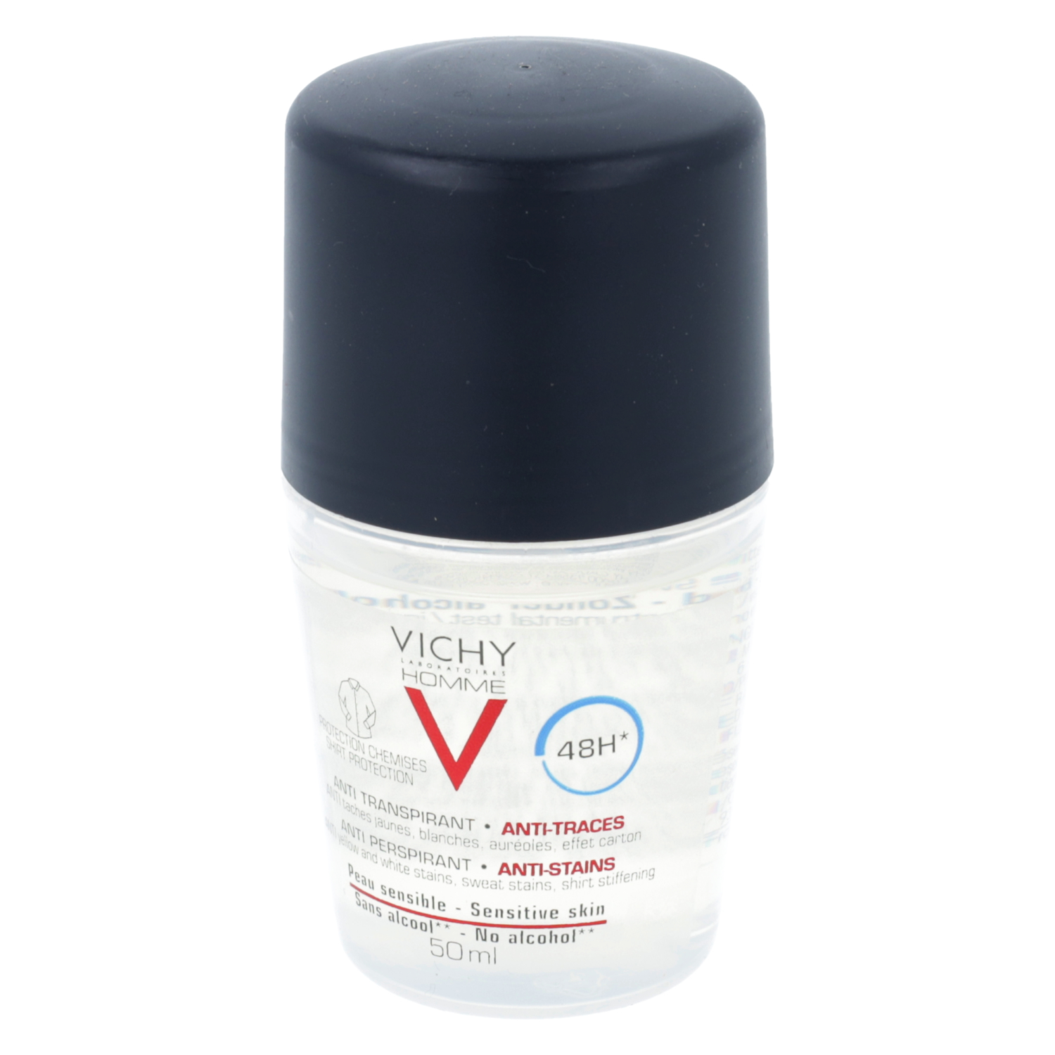 Vichy homme - antyperspirant w kulce dla mężczyzn przeciw plamom, 48 h, skóra wrażliwa, 50 ml