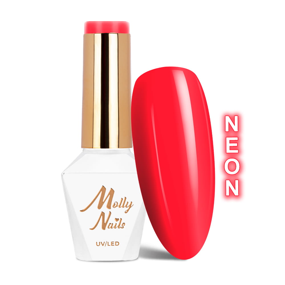 Lakier hybrydowy LED/UV Gel Polish Molly Nails Neons Nr 77 Neon Red HEMA/Di-HEMA Free 8g