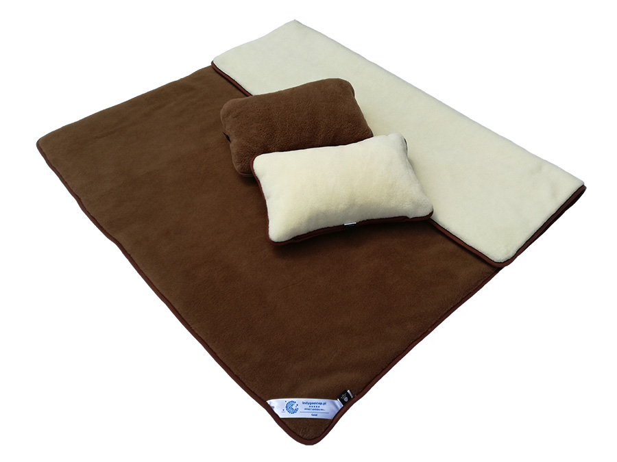 Pościel wełniana camel ciemny/kaszmir gładki (kołdra 200x220, 2x poduszka 45x75) (+-5cm)