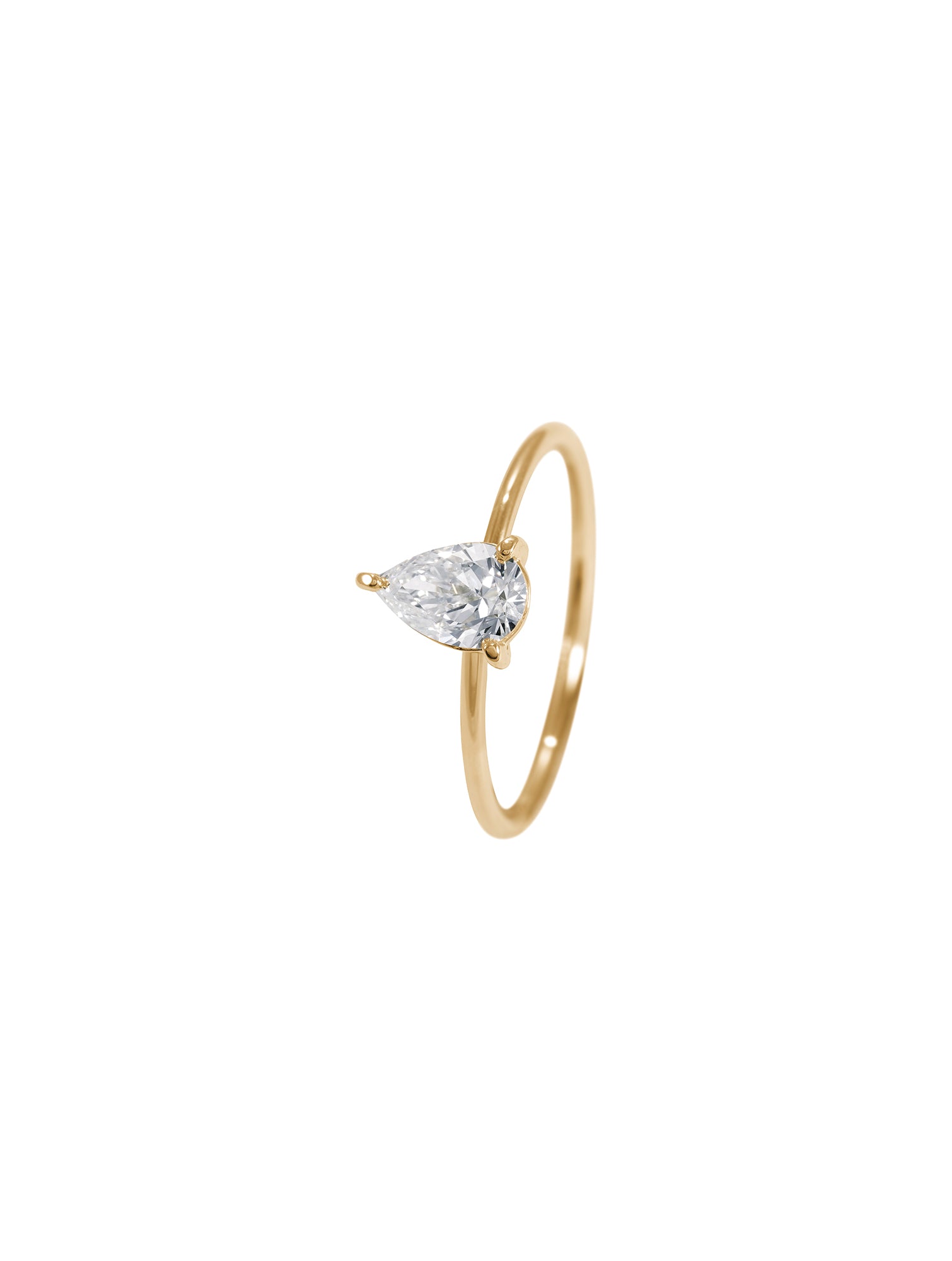 Tear Diamond Ring - pierścionek z diamentem w szlifie gruszkowym, 0.31