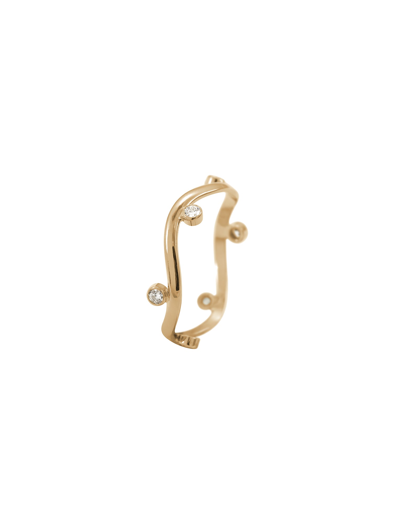 Aibi Diamond Band - falista obrączka z diamentami, 9