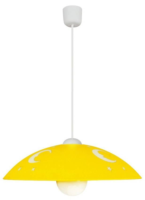 Żółta lampa wisząca dziecięca w kształcie księżyca z regulacją wysokości