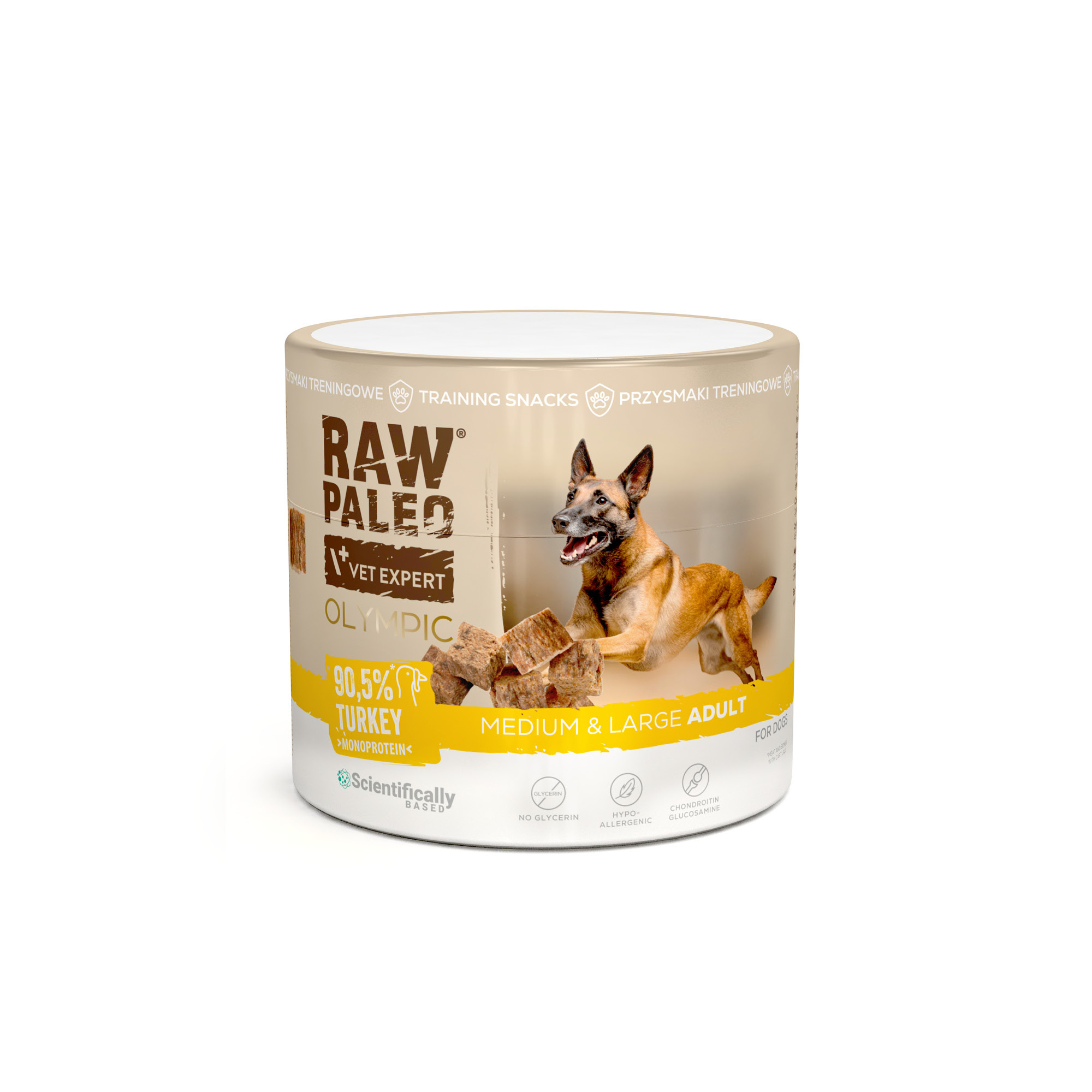 RAW PALEO Olympic Turkey Medium Large 90g - hipoalergiczny monoproteinowy przysmak treningowy dla psa