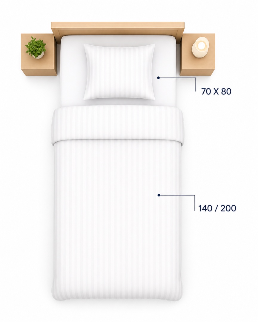 Pościel hotelowa ADAMASZEK 1 cm 140x200 + 70x80 | Zakładka hotelowa | 100% bawełna