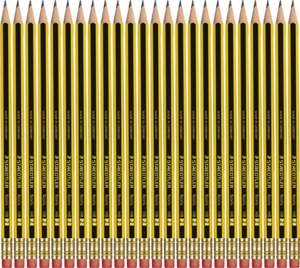 24x Ołówek Staedtler Noris, HB, z gumką, czarno-żółty