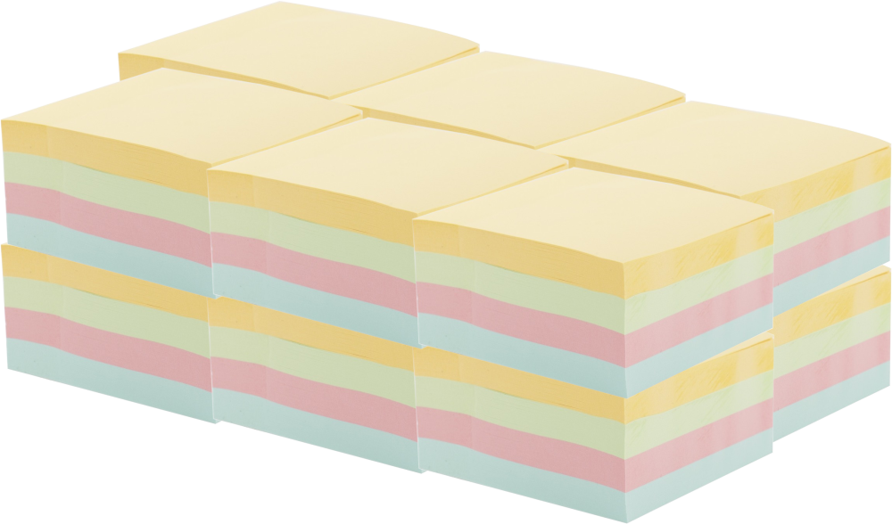 12x Karteczki samoprzylepne D.Rect, 76x76mm, 400 karteczek, mix kolorów pastelowych