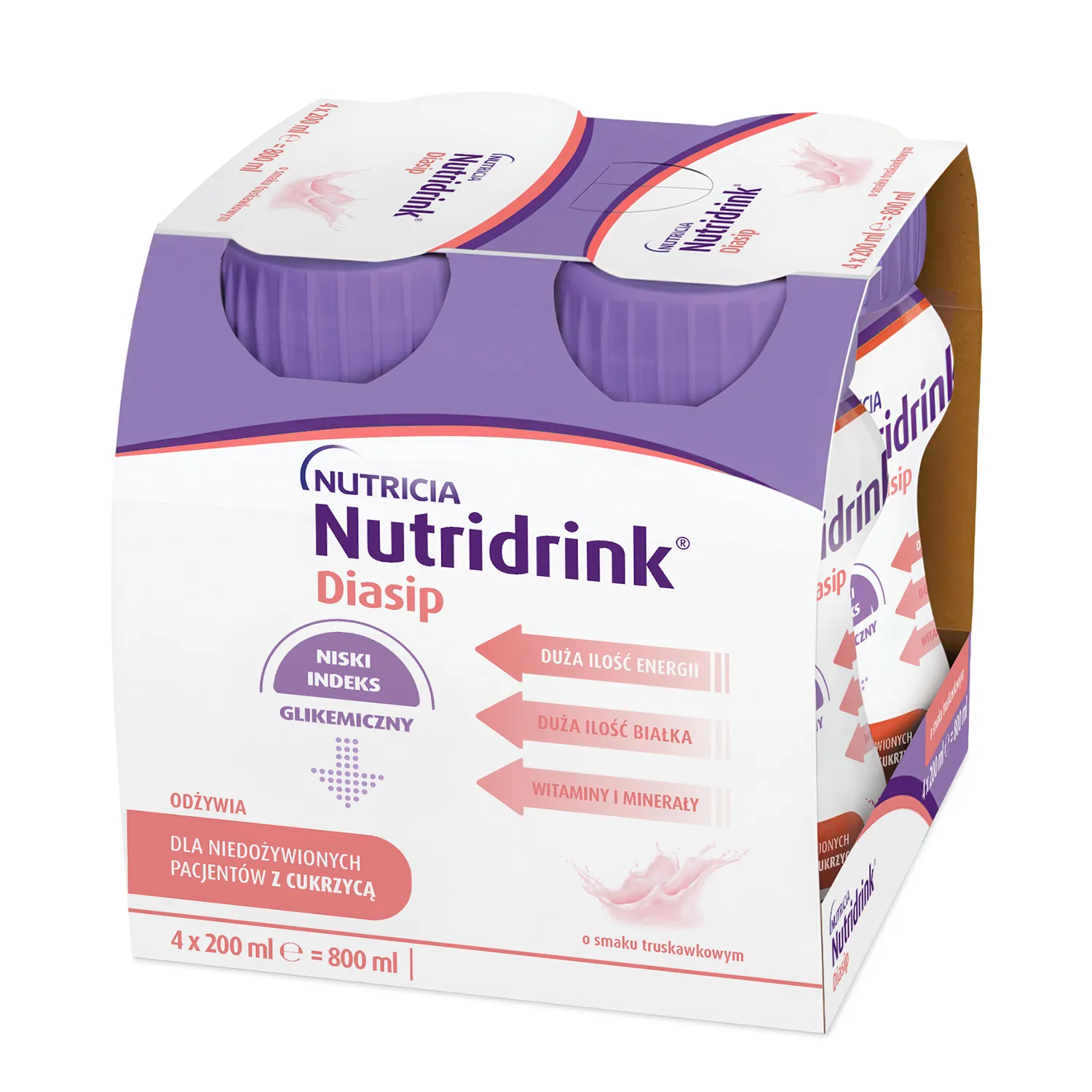 Nutridrink diasip - smak truskawkowy, 4 x 200 ml