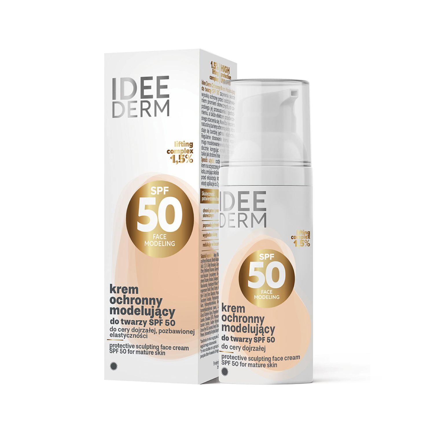 Idee derm - ochronny krem modelujący do twarzy spf, 50 ml