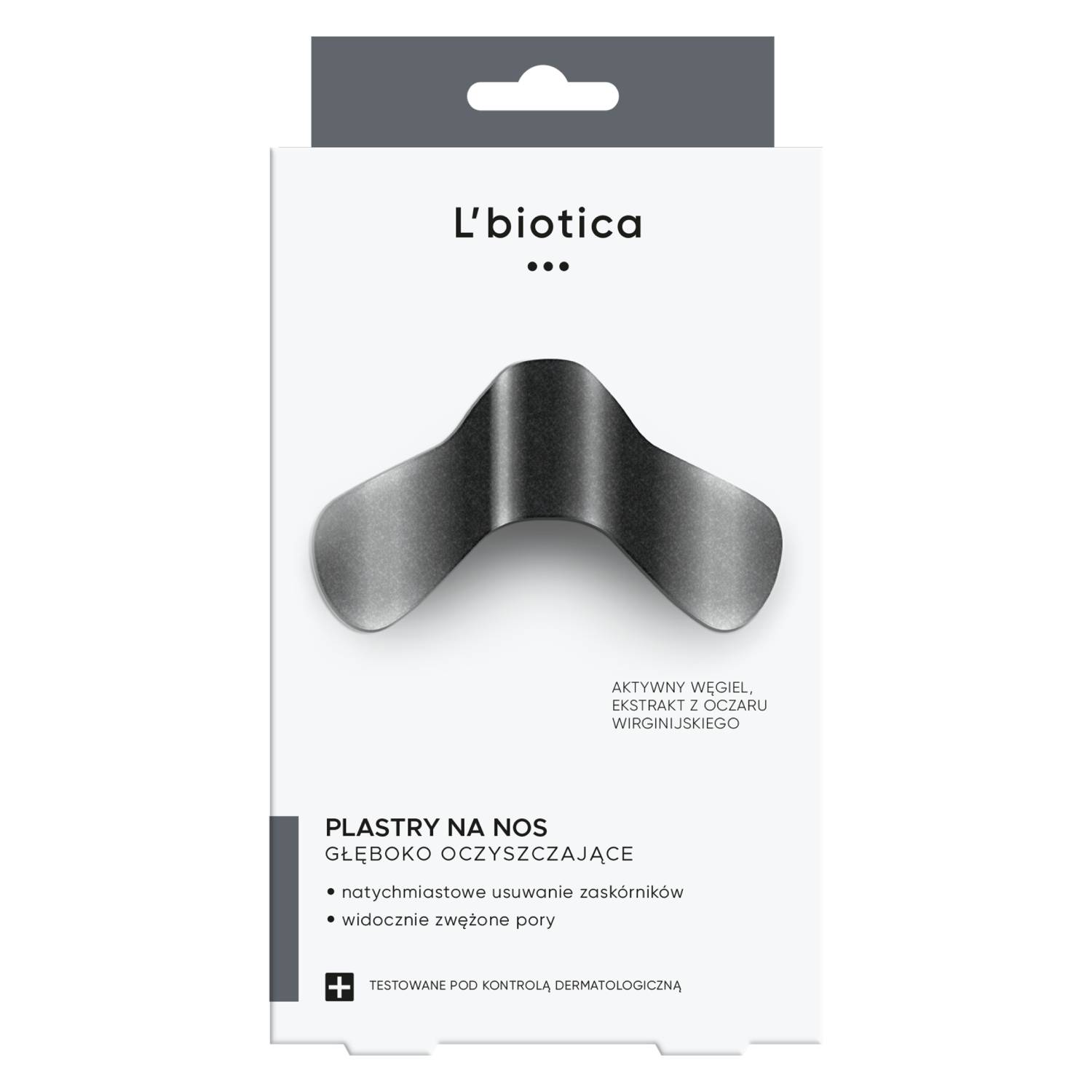 L'biotica -głęboko oczyszczające plastry na nos z węglem drzewnym, 3 sztuki