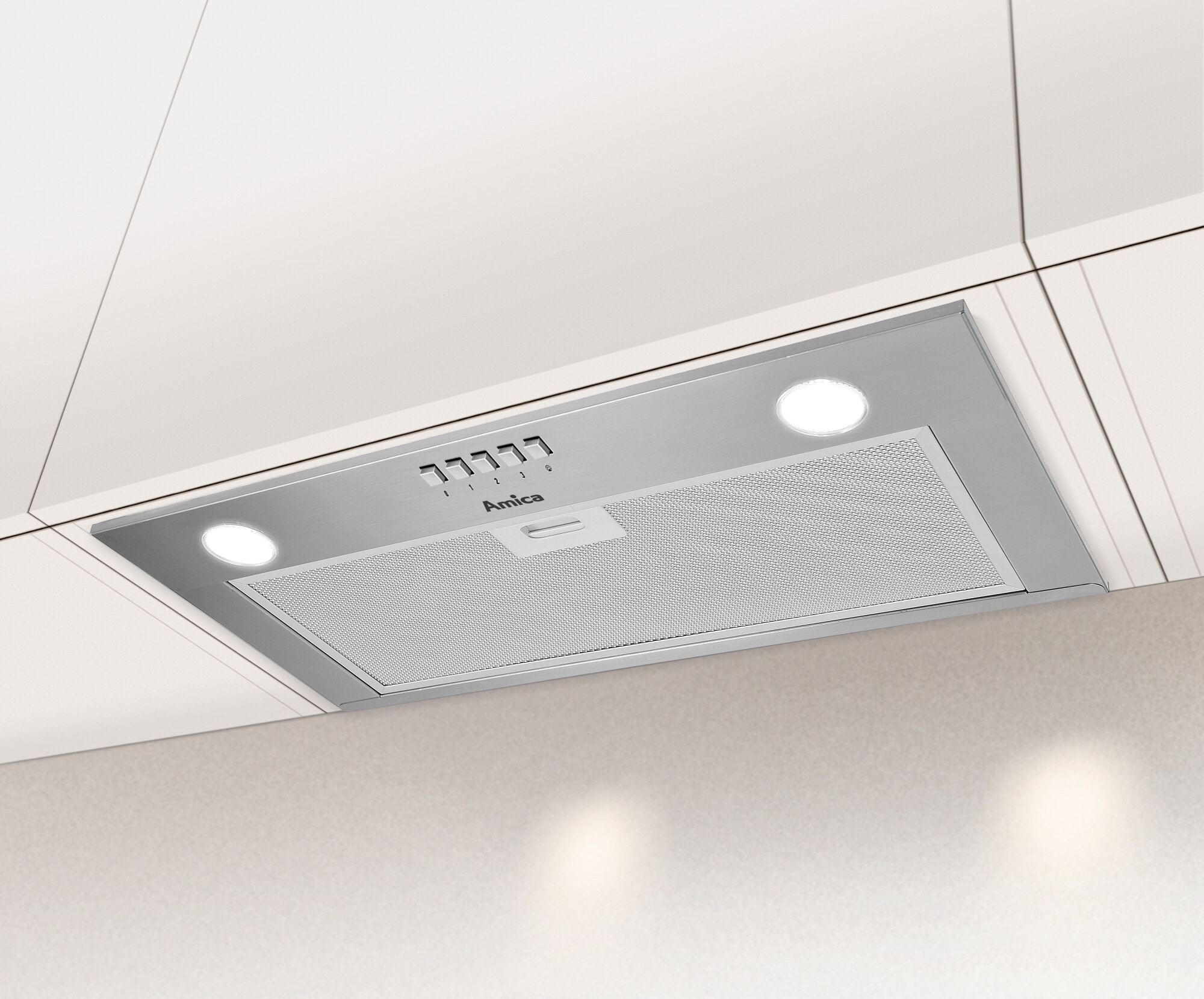 Okap meblowy Amica OMC6242I Inox 60 cm Rodzaj sterowania: Przyciski Tryb pracy: Wyciąg/Pochłaniacz