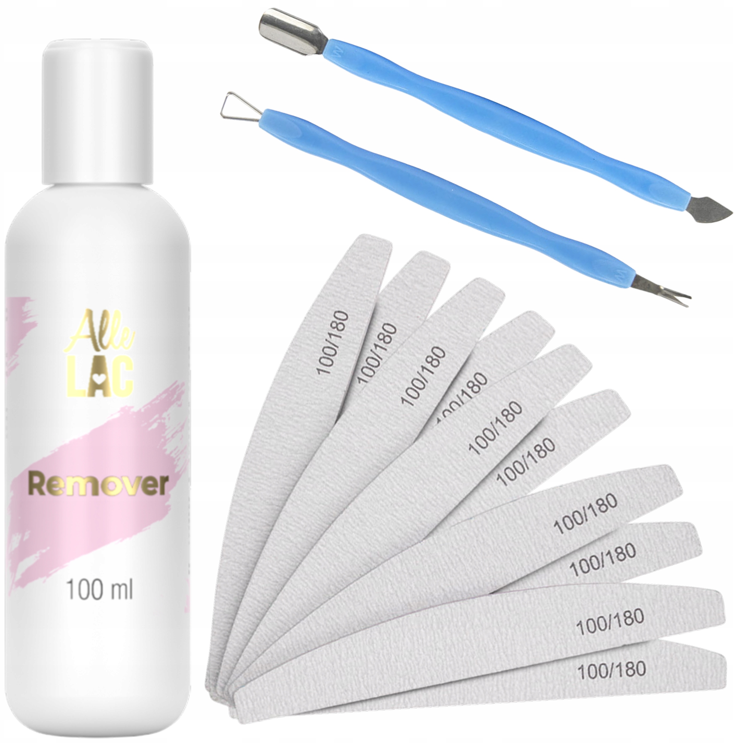 Zestaw Do Usuwania Lakieru Hybrydowego Żelowego Remover Skrobak Pilnik 4w1