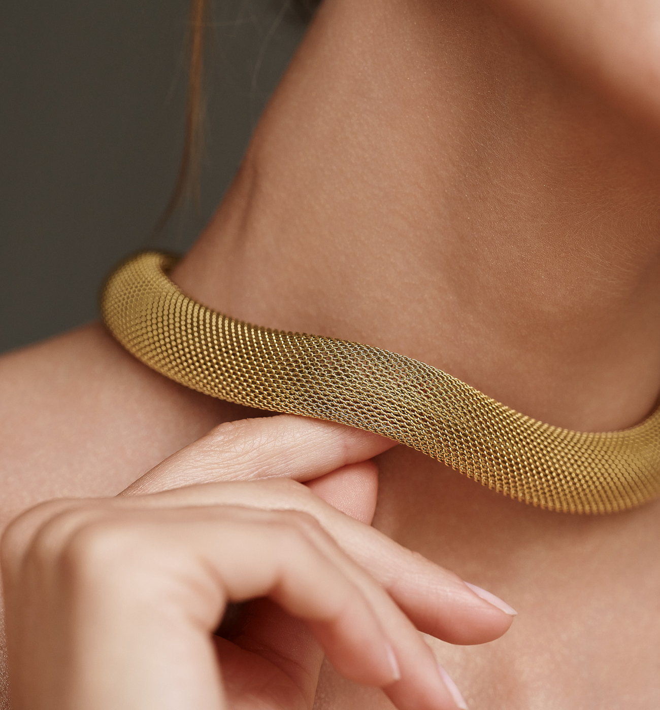 Naszyjnik choker typu mesh złoty NSY0608