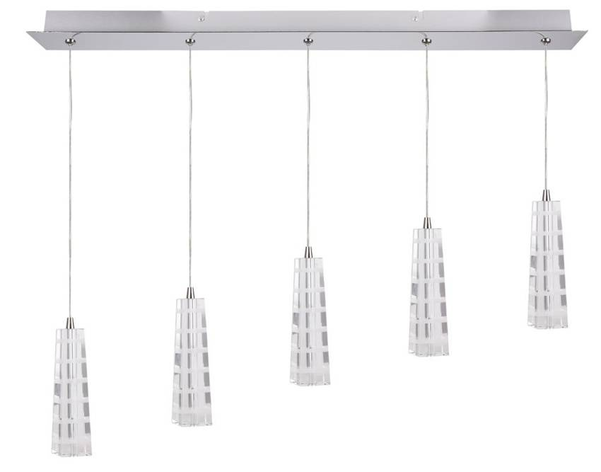 Srebrna lampa wisząca listwa 5-płomienna do salonu EMO chrom kryształ IP20
