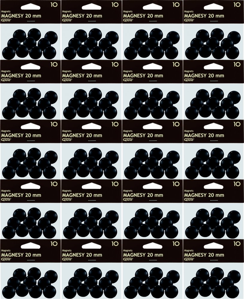 20x Magnesy Grand, 20mm, 10 sztuk, czarny
