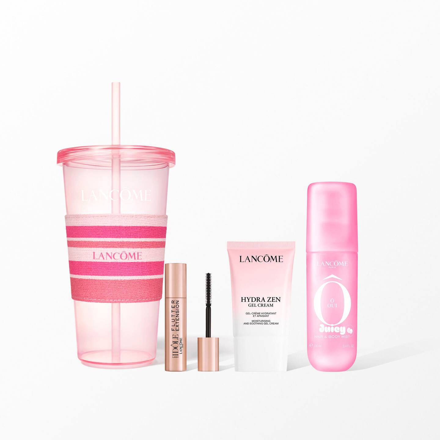 Lancôme Summer Cup Ô Oui Edycja Limitowana - Niezbędniki do klubu plażowego: kubek chłodzący, Mgiełka do Ciała i Włosów Ô Oui, Lash Idôle Flutter 