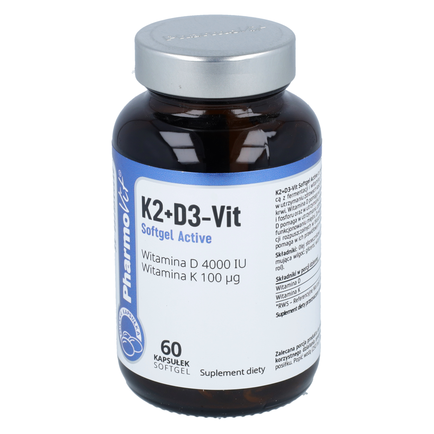 Pharmovit witamina k2+d3 vit softgel active, 60 kapsułek softgel