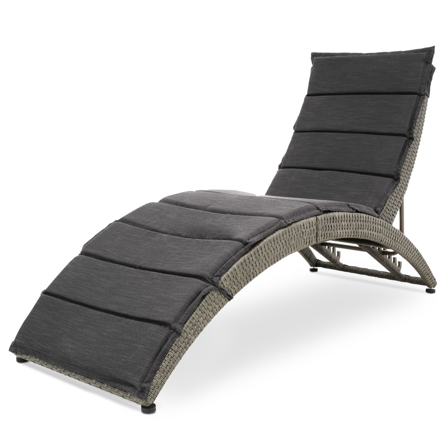 Polyrattan Sonnenliege CIAMPINO - Hellgrau/Graphite