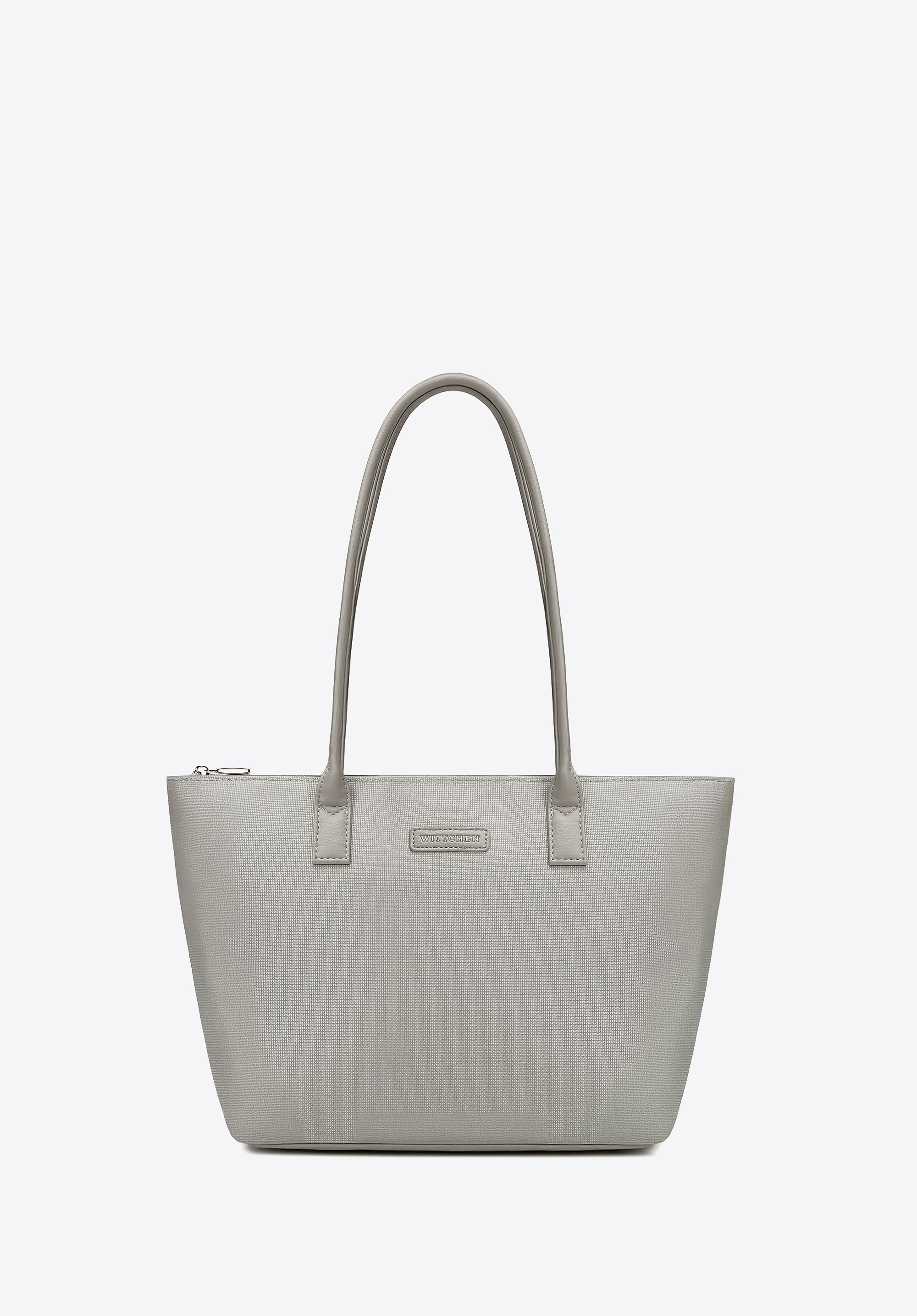 Torebka damska shopper na ramię z zamkiem szara