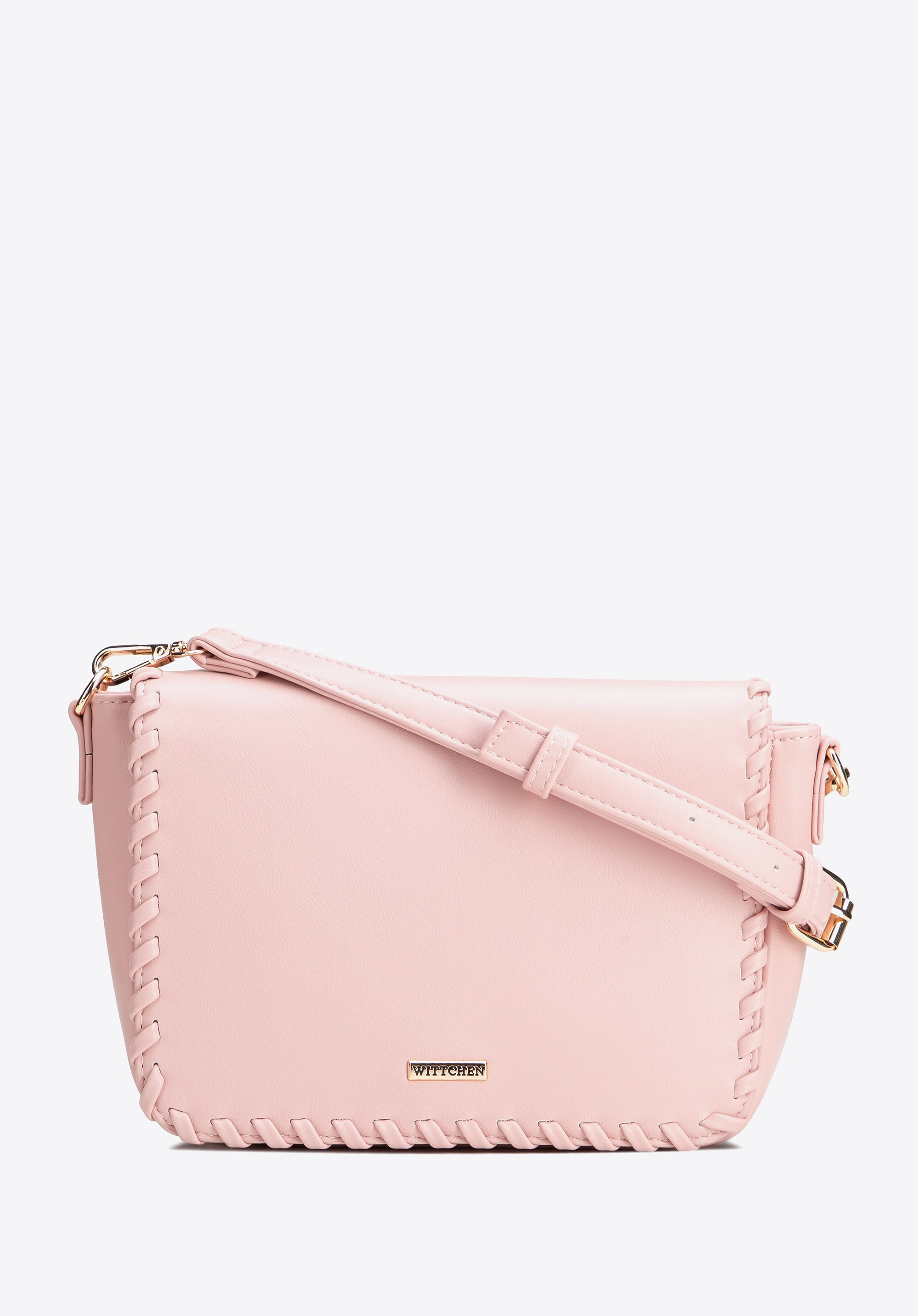 Damska crossbody z obszytą klapą różowa