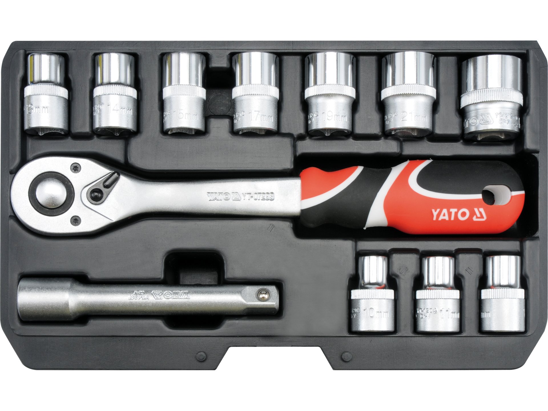 Zestaw kluczy nasadowych YATO 1/2 cala 12 el 10-24mm AS-Drive YT-38671