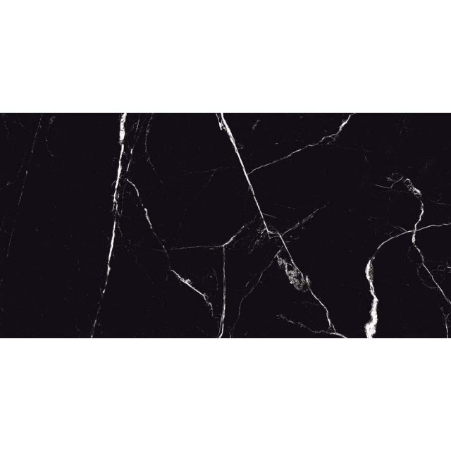 Gres szkliwiony VEINS SILVER black high glossy 60x120 gat. I #S027 Ce
