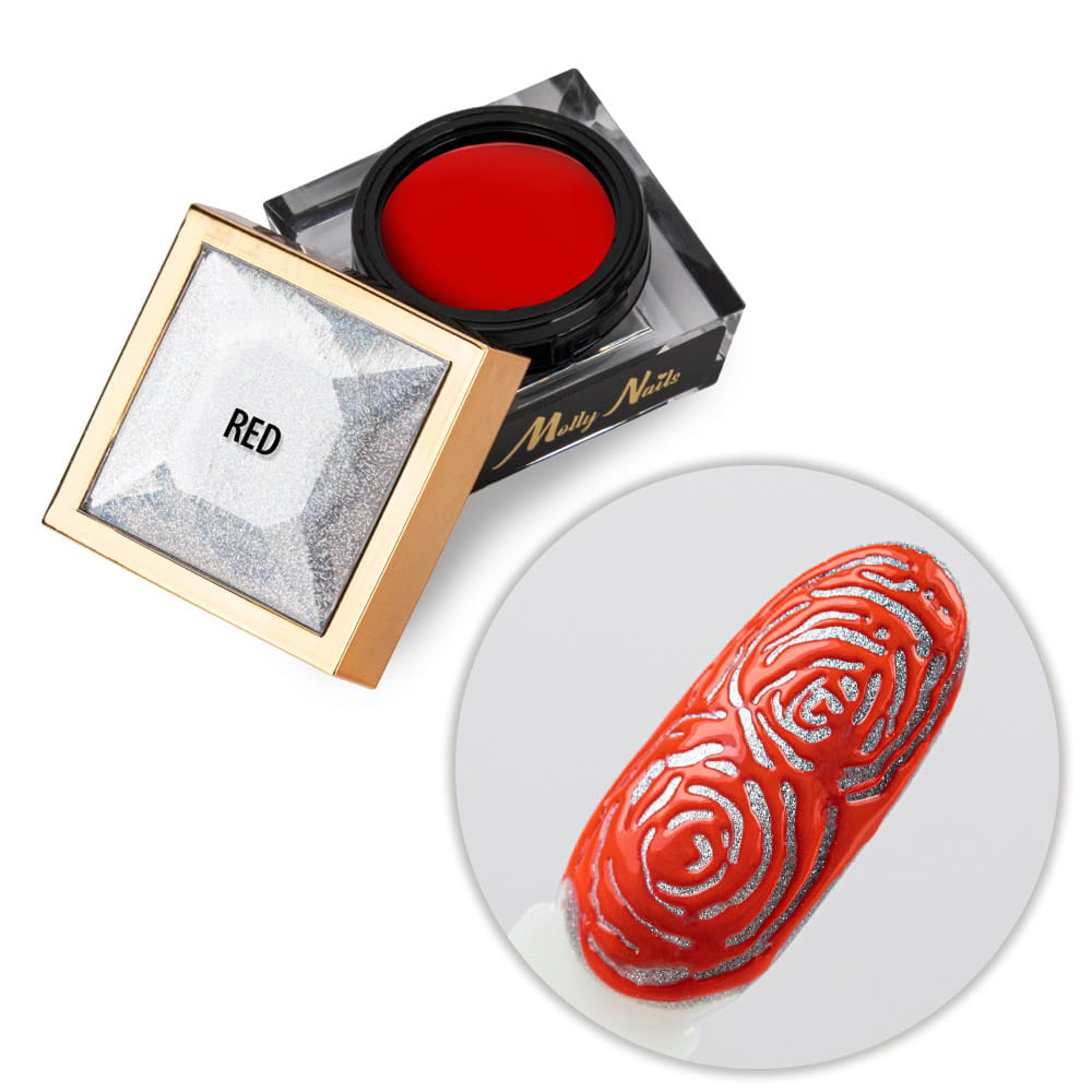 Creative Flow Color Gel - kreatywny NailArt żel do efektu topniejących, miękkich wzorów Molly Nails Red HEMA/Di-HEMA free 5 g