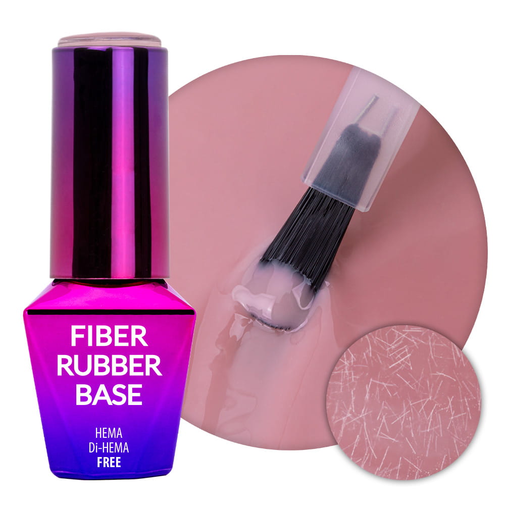 Baza kauczukowa z włóknami do manicure i pedicure 2w1 Fiber Rubber Base MollyLac Smoky Pink HEMA/Di-HEMA Free 10g