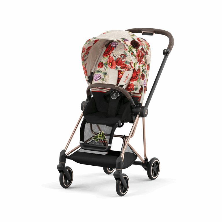 Cybex Mios 3.0 Fashion Collection - wózek spacerowy z gondolą Lux-Spring Blossom Light-Chrome z brązową rączką