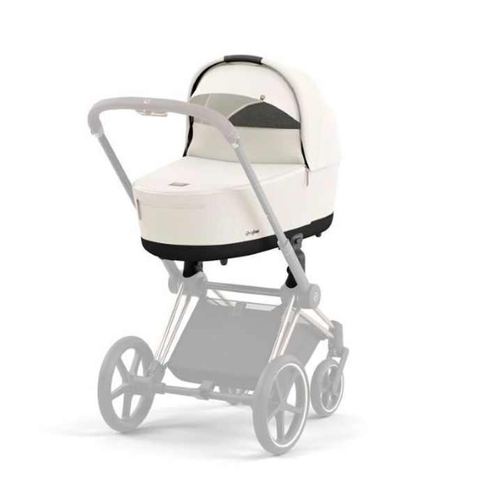 Cybex Priam 4.0 - rama ze stelażem siedziska i z gondolą Lux-Off White-Chrome z czarną rączką