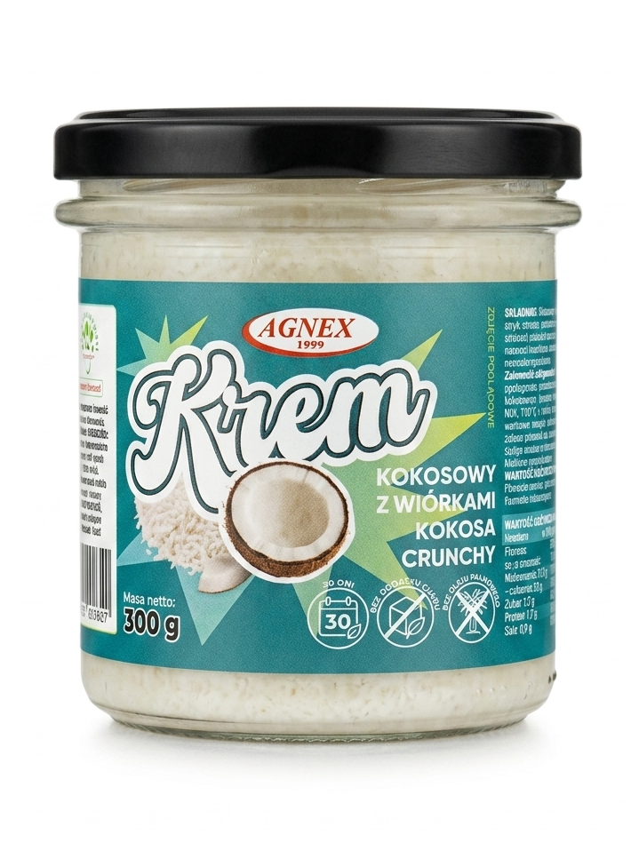 Krem kokosowy z wiórkami kokosa crunch 300g TERMIN 08.10.2026 r.