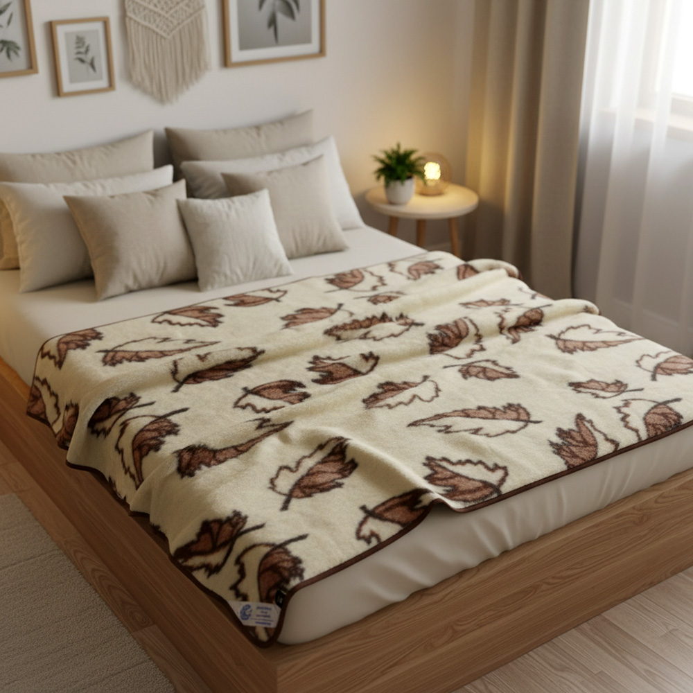 koc wełniany merynos australijski jesień Woolmark 160x200