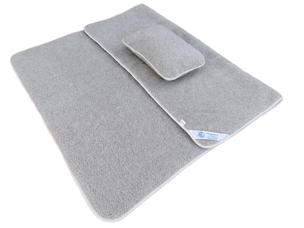 Pościel wełniana merynos tumbler szary (kołdra 140x200, poduszka 45x75) (+-5cm)