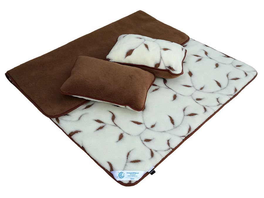 Pościel wełniana camel ciemny/kaszmir benjamin (kołdra 180x200, 2x poduszka 40x60) (+-5cm)