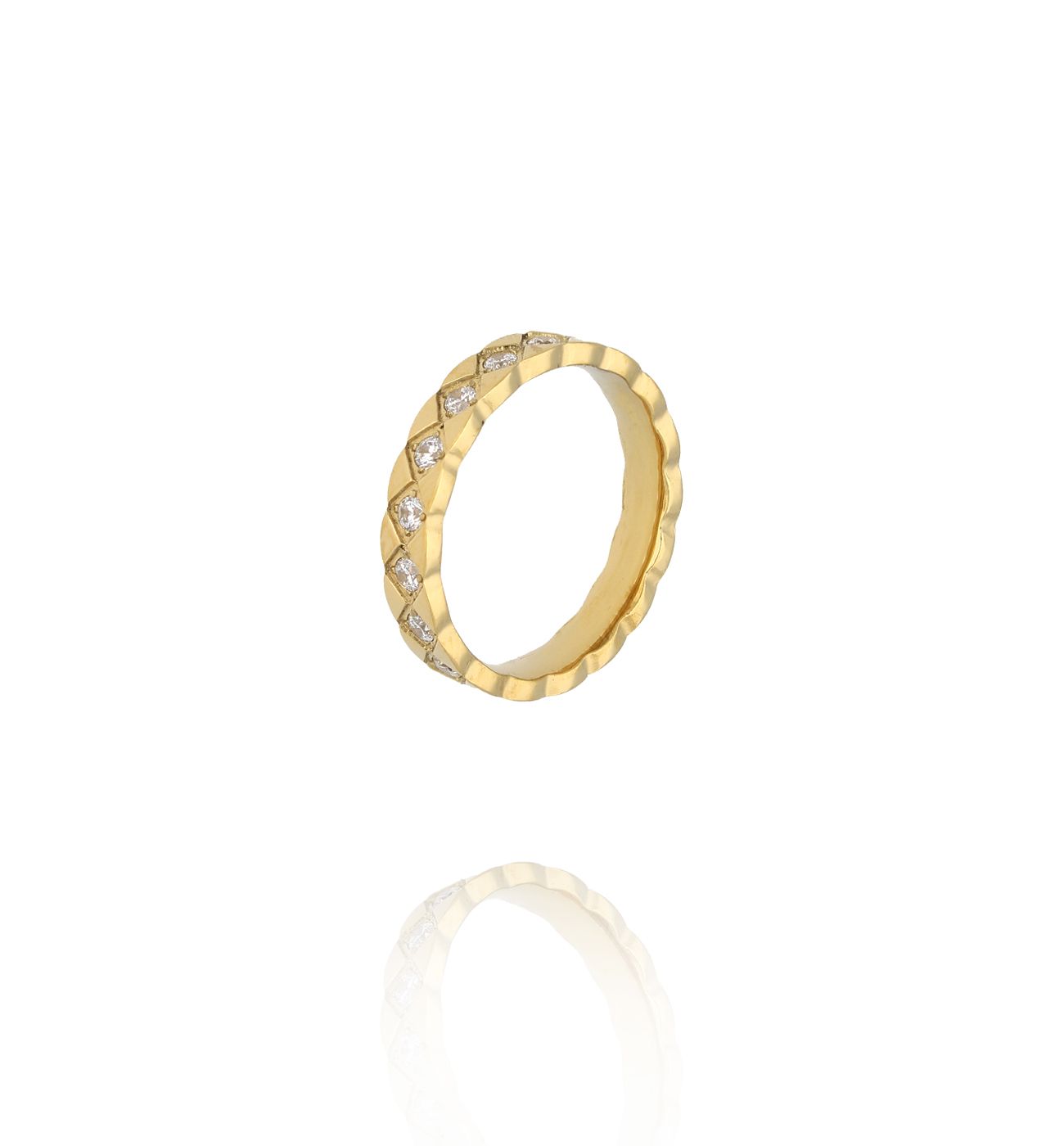 Obrączka złota z cyrkoniami PSY0087 - By Dziubeka