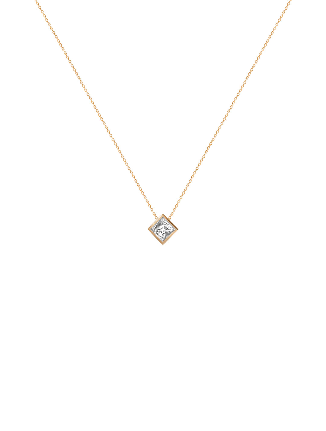 Princessa Cut Diamond Necklace - naszyjnik z diamentem princessa, 45