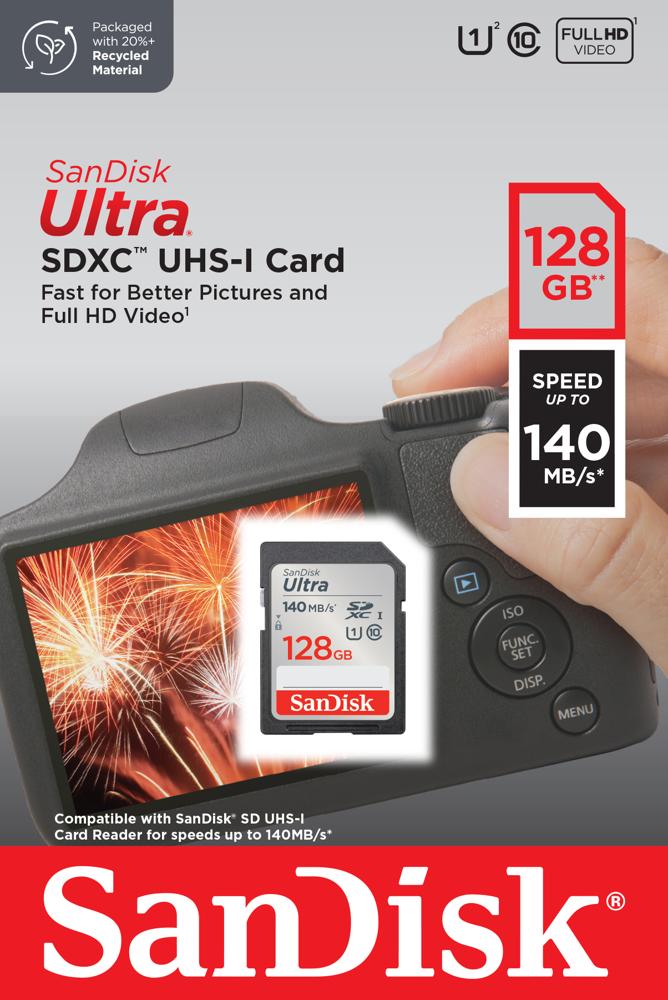 SanDisk SDXC 128GB Ultra 140MB/s SDSDUNB-128G-GN6IN - Henryx24