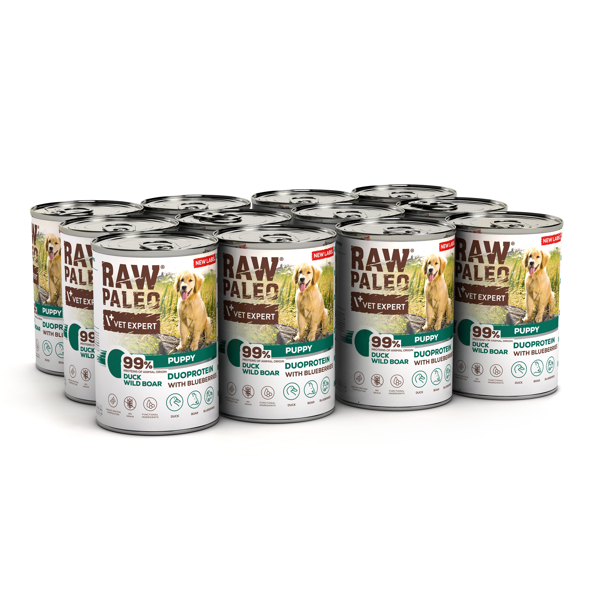 Duck & Wild Boar Puppy Can | RAW PALEO | 12x400g | Mokra karma dla szczeniąt duoproteina kaczka z dzikiem