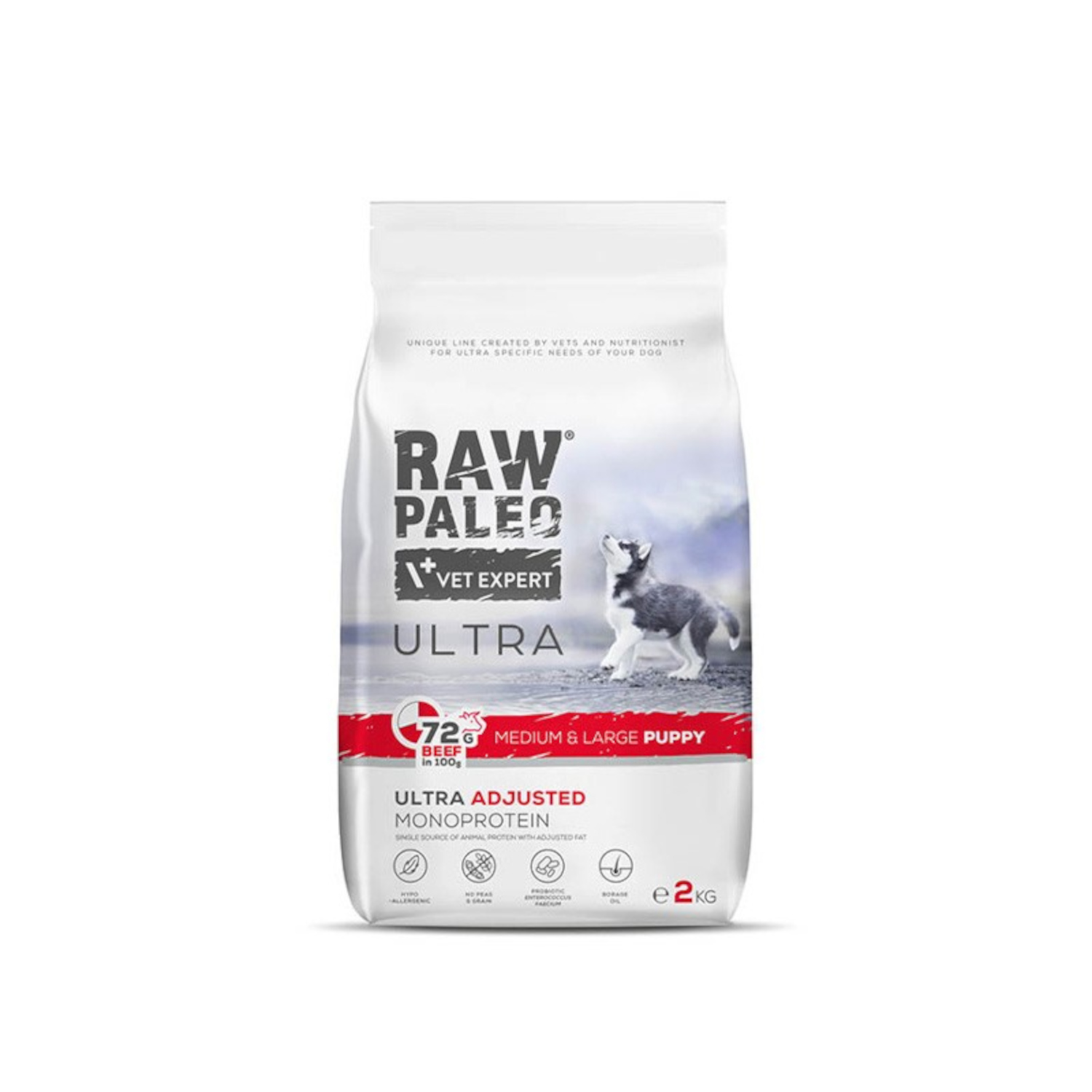 Beef Puppy Medium & Large | RAW PALEO Ultra | 2kg | Sucha karma dla szczeniąt ras średnich i dużych