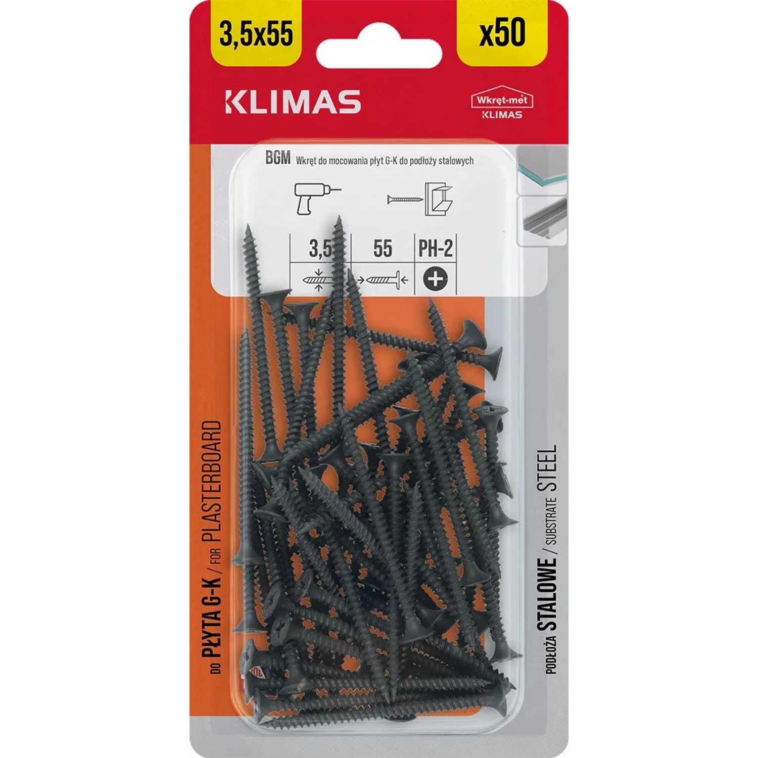 Wkręt-met Wkręt fosfatowany do metalu 3,5 mm x 55 mm